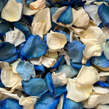 Rose Petals, Real Freeze Dried Blue and Ivory Petals for Pathways, 70 cups