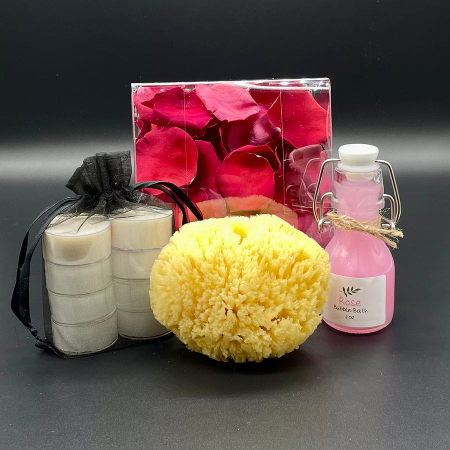 Bath Gift Set with Real Rose Petals