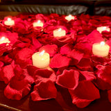 Red Rose Petals and Candles