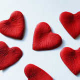 Crimson Heart Shaped Silk Rose Petals