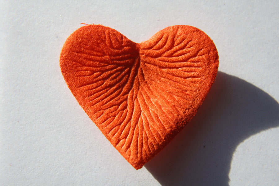 Orange Heart Shaped Silk Rose Petals