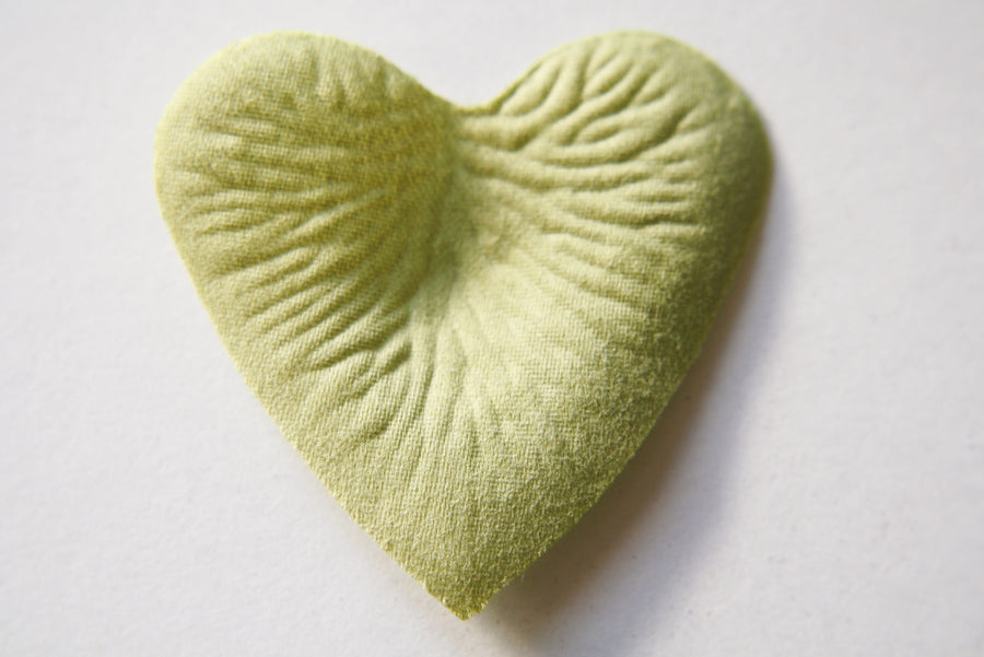 Pistachio Heart Shaped Silk Rose Petals