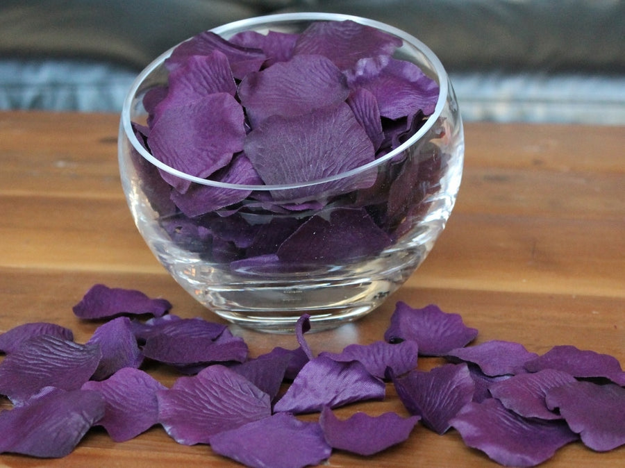 Eggplant Silk Rose Petals, 100 petals