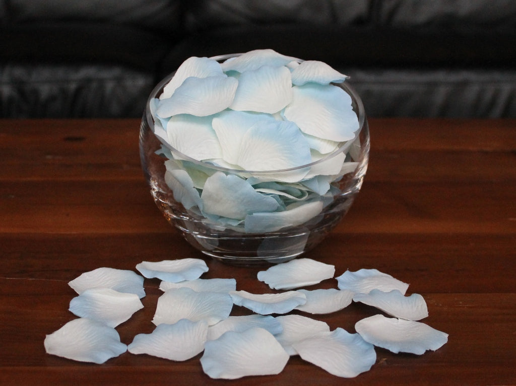 Ivory/Blue Silk Rose Petals, 100 petals Petal Garden, Inc.