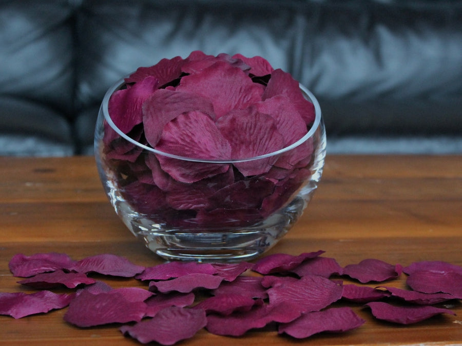 Plum Silk Rose Petals, Value Pack 1000 Petals
