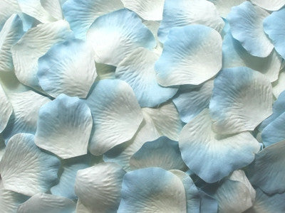 Ivory/Blue Silk Rose Petals, 100 petals