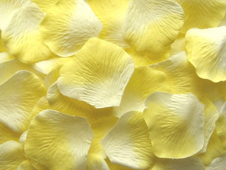Ivory/Yellow Silk Rose Petals, 100 petals